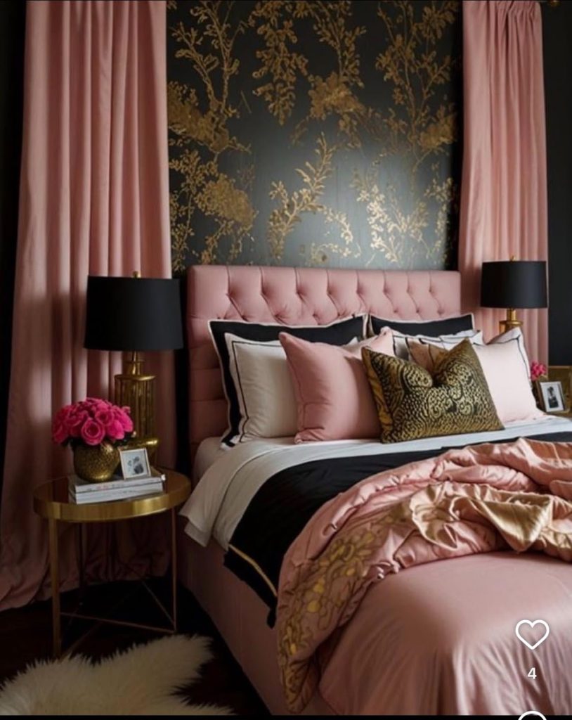 Modern Pink Floral With Black Accents