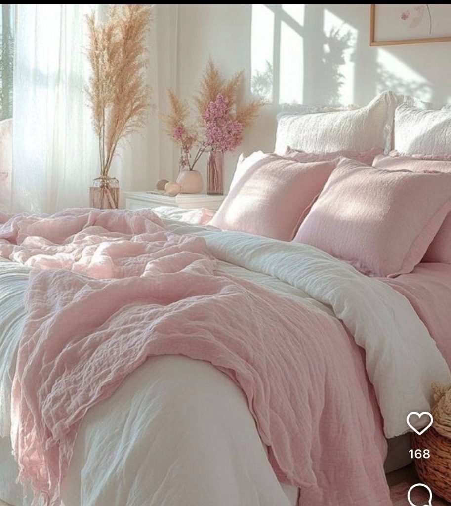 Pink Floral Bedding With Green Botanical Touches