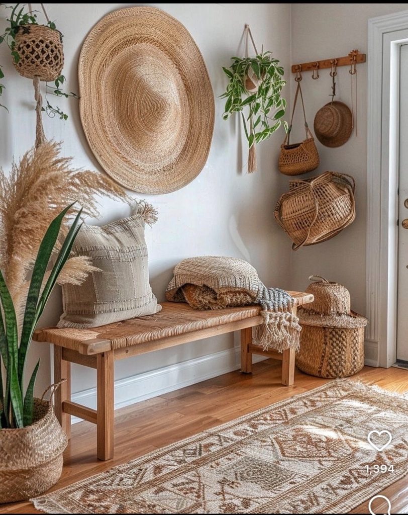 Farmhouse Entryway Decor Using Greenery Florals