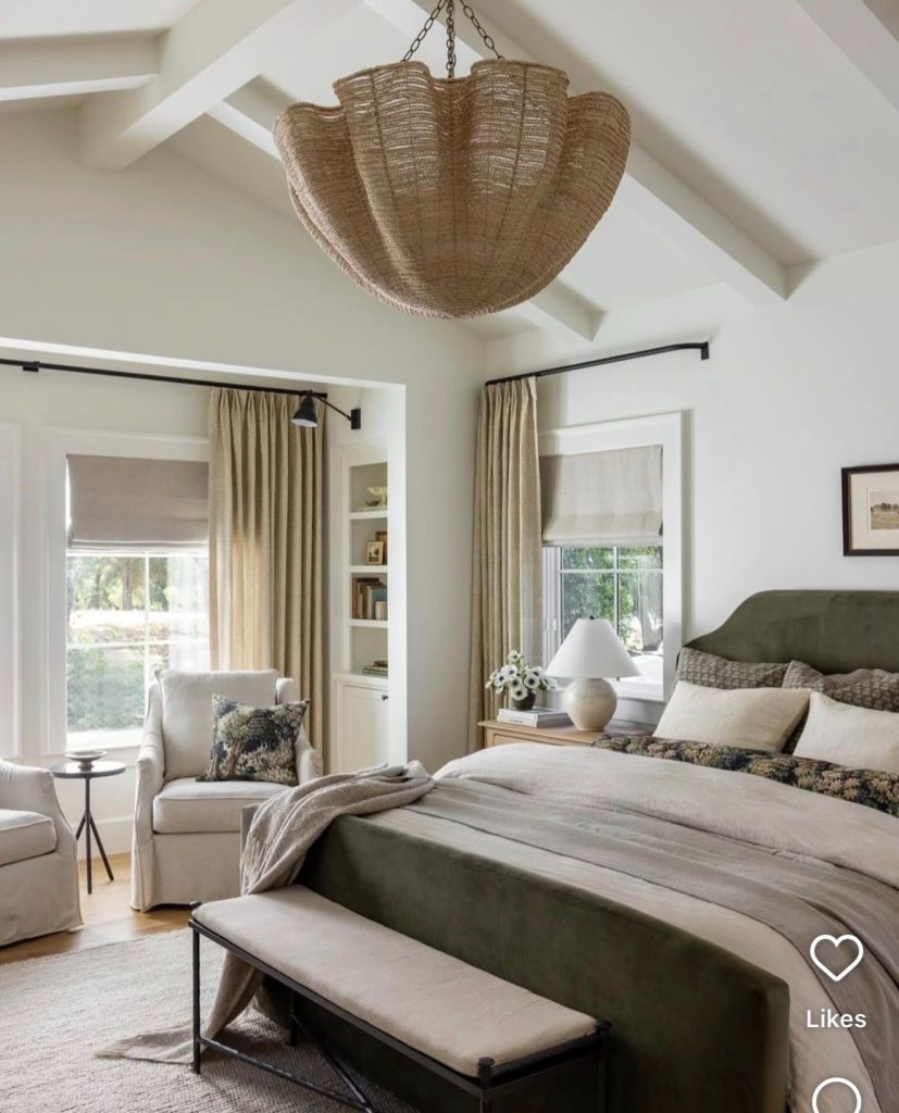 coastal bedroom with reading nook