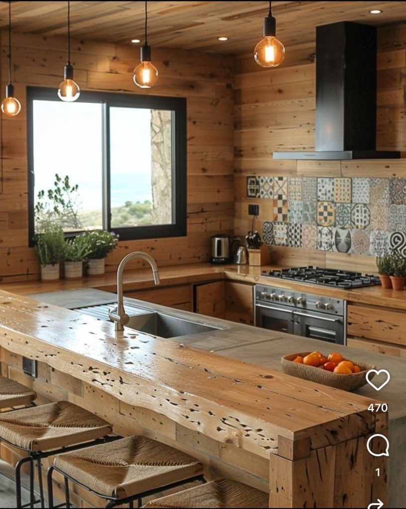 Edison Bulb Lighting in a Rustic Kitchen
