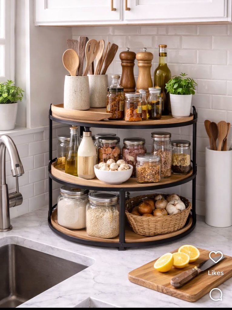 Tiered Tray Styling Method Of Decorating Kitchen Countertop