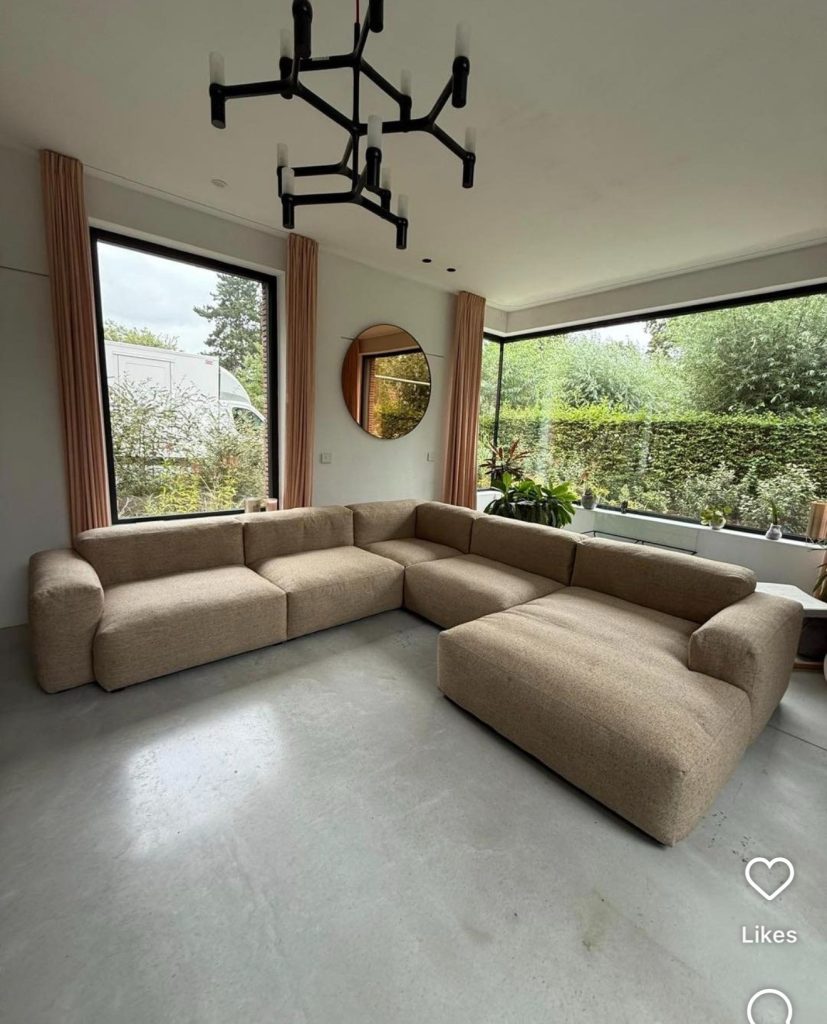 Low sofa in a Japandi living room