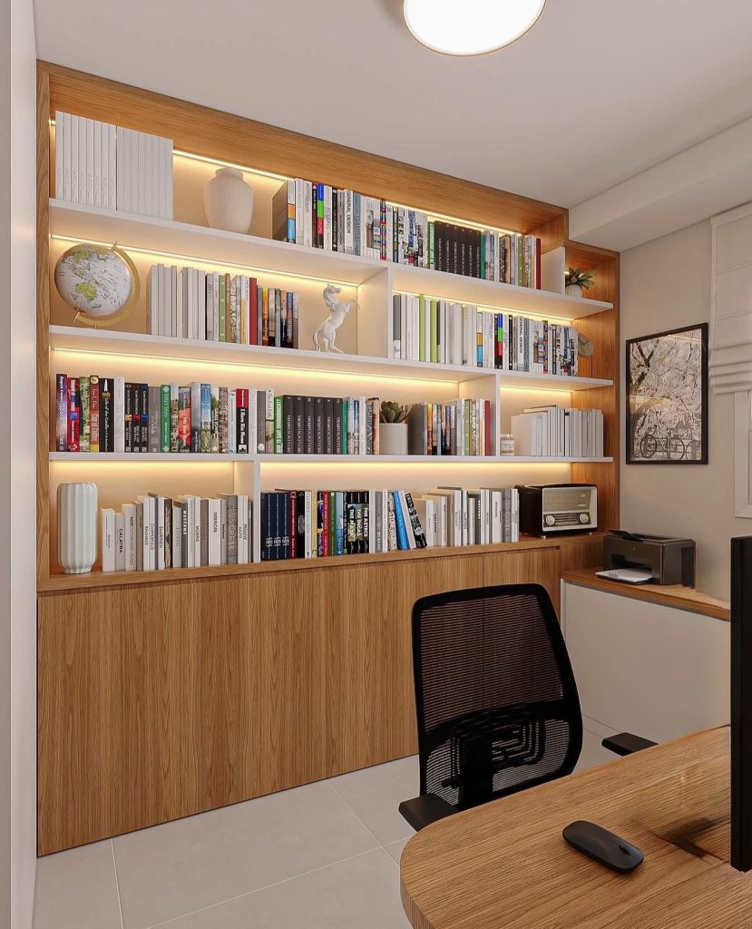 Bookshelf in the backdrop of office