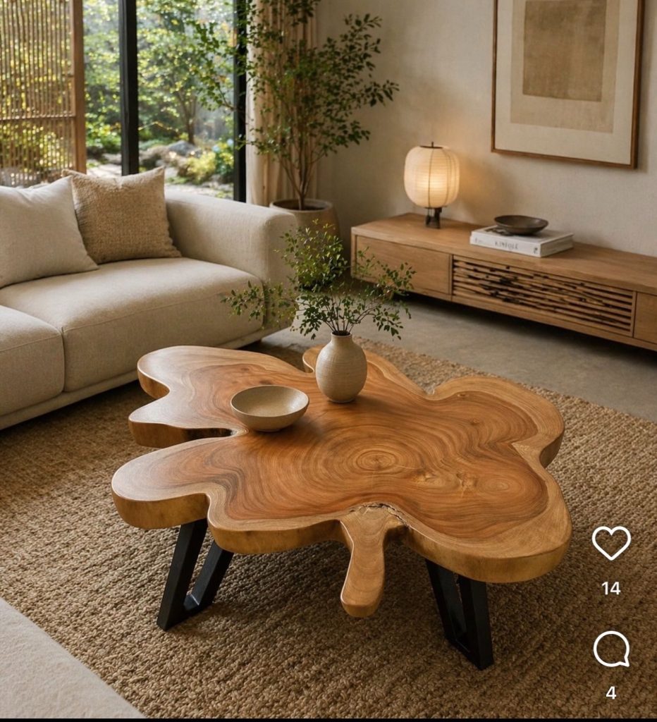 Wabi-Sabi Coffee Table Styling In A Japandi Style Living Room