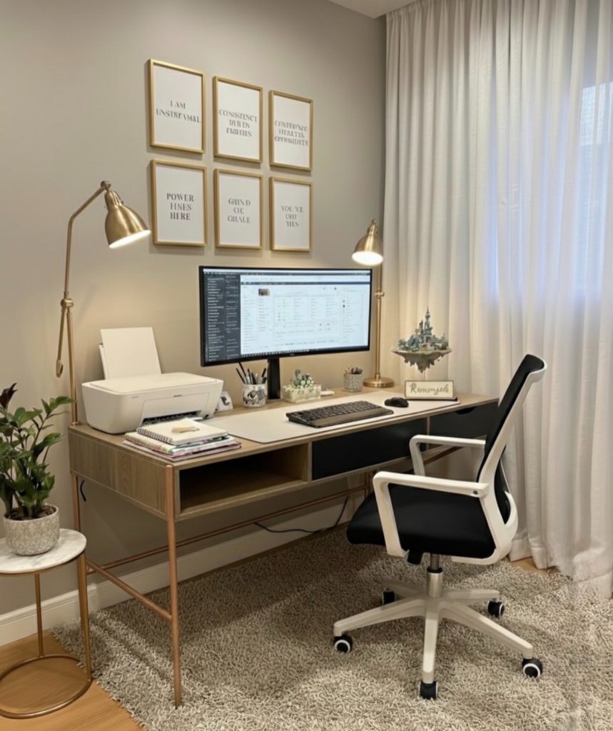 Light setup in a home office