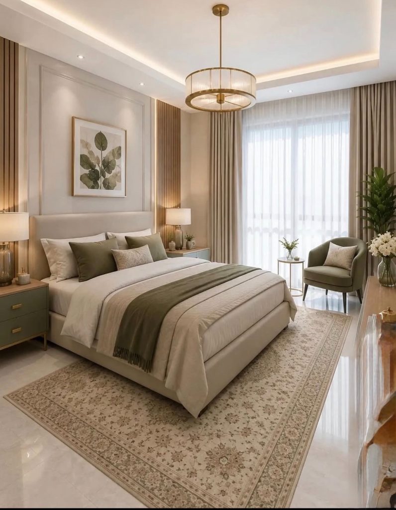Area Rug In A Luxury Bedroom