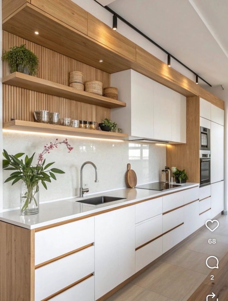 Flat-Front Cabinets In A Japandi Kitchen