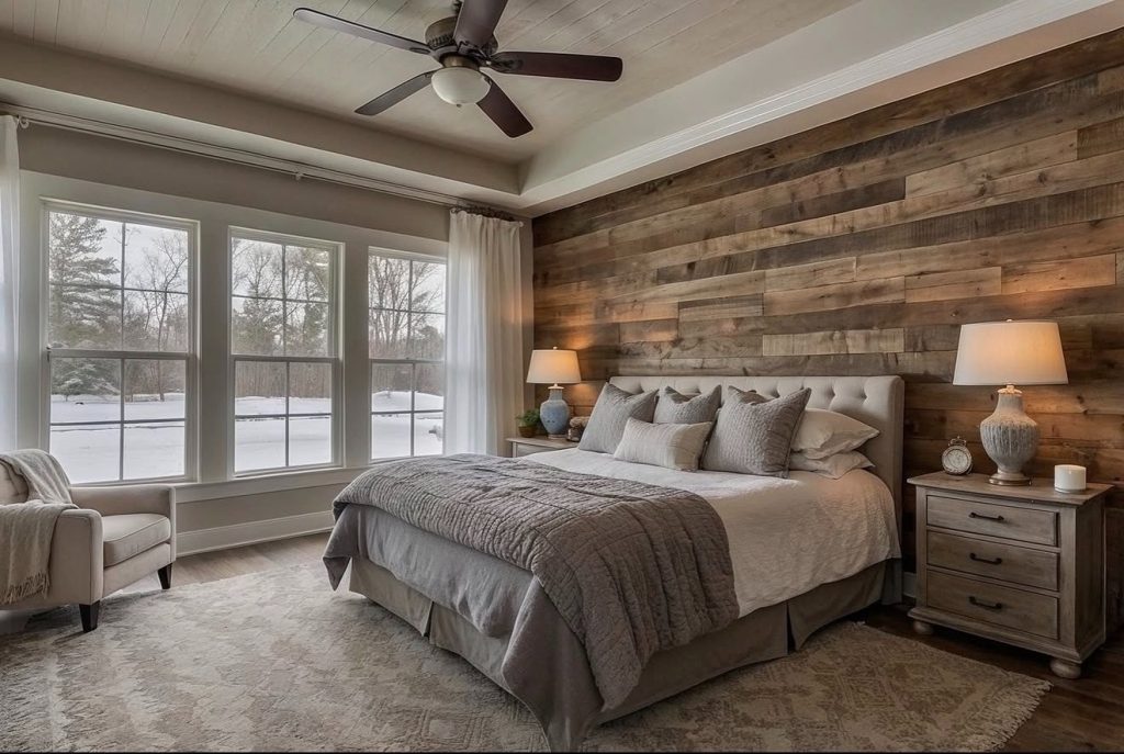 Natural Wood Elements In A Spa Like Master Bedroom
