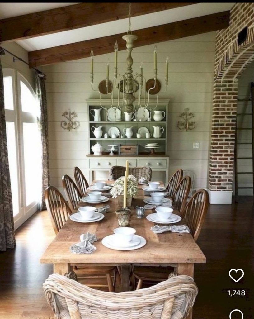 Shiplap Walls In A Farmhouse Dining Room