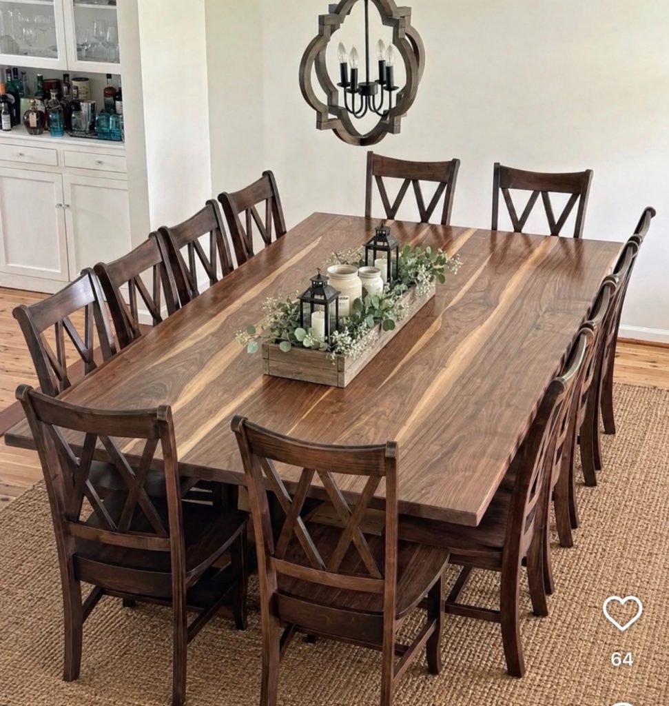 Long Wooden Farm Table In A Farmhouse Dining  Room