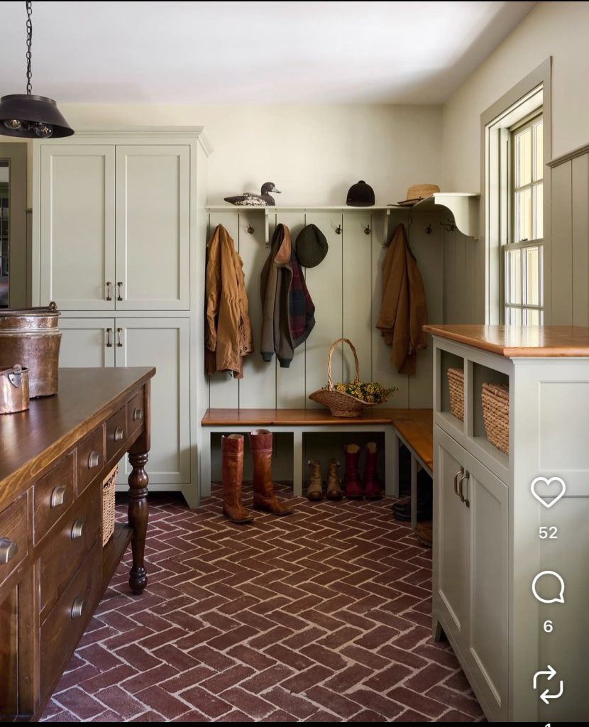 Painted Brick Floor In A Mud Room