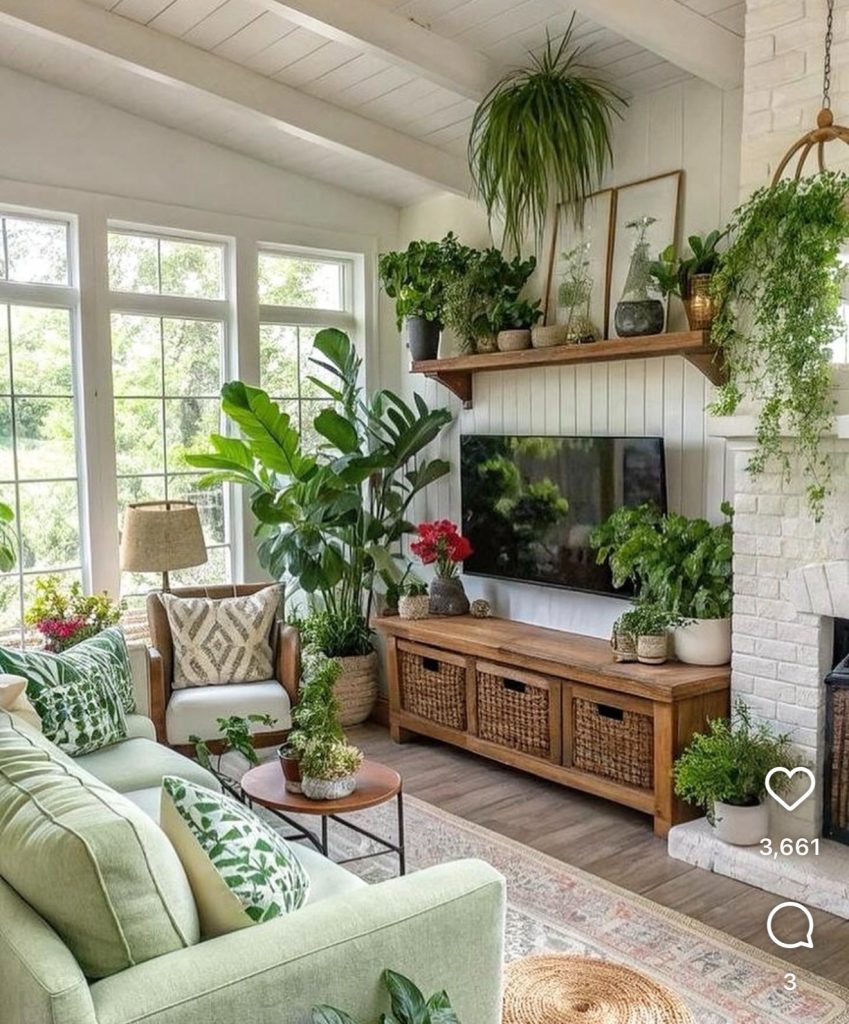 Plants In An Earthy Boho Living Room