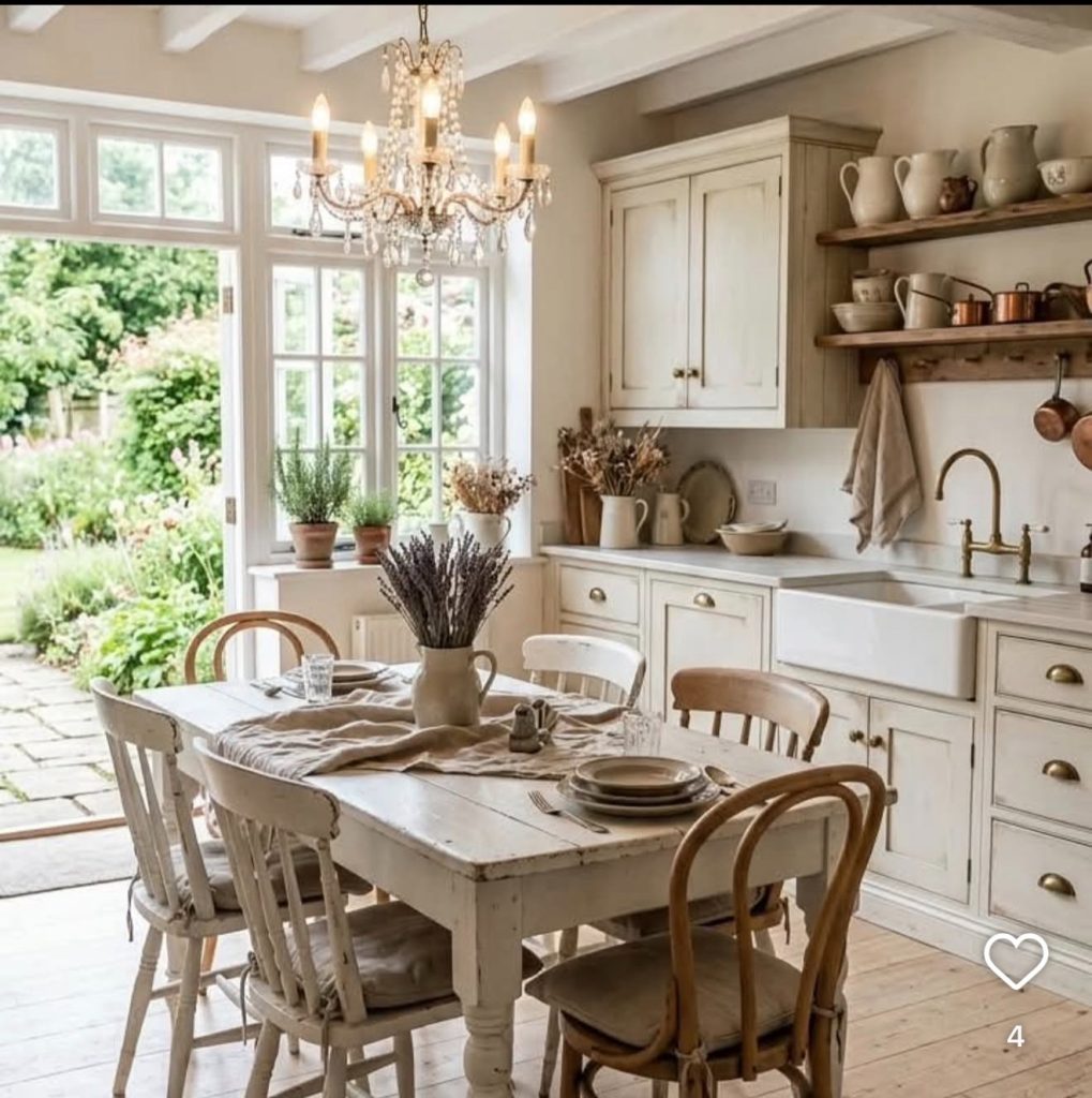 Distressed wood in a kitchen island