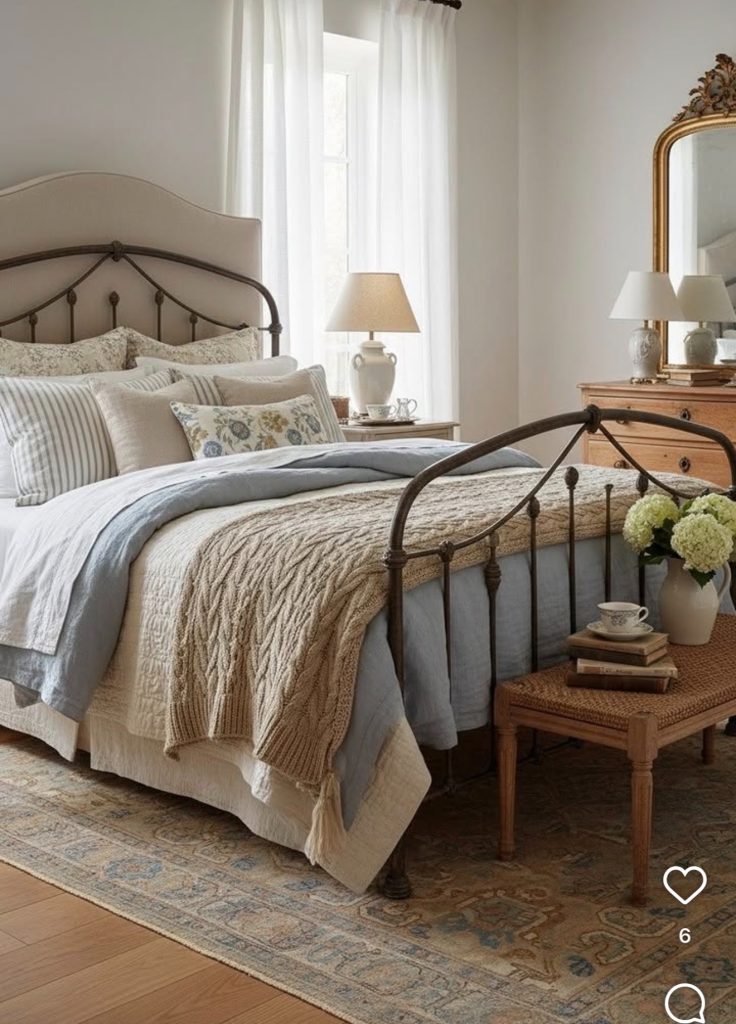 Vintage Inspired Bedding In A French Country Bedroom