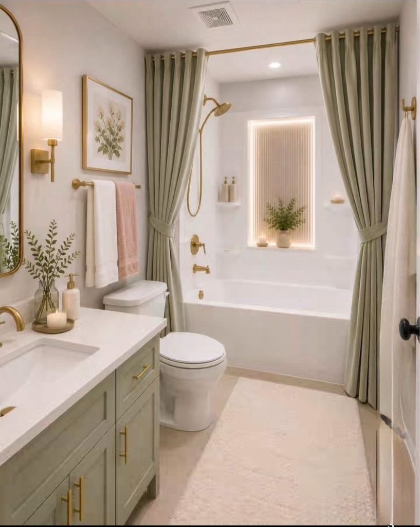 Guest Bathroom With Warm Limewash Painted Walls