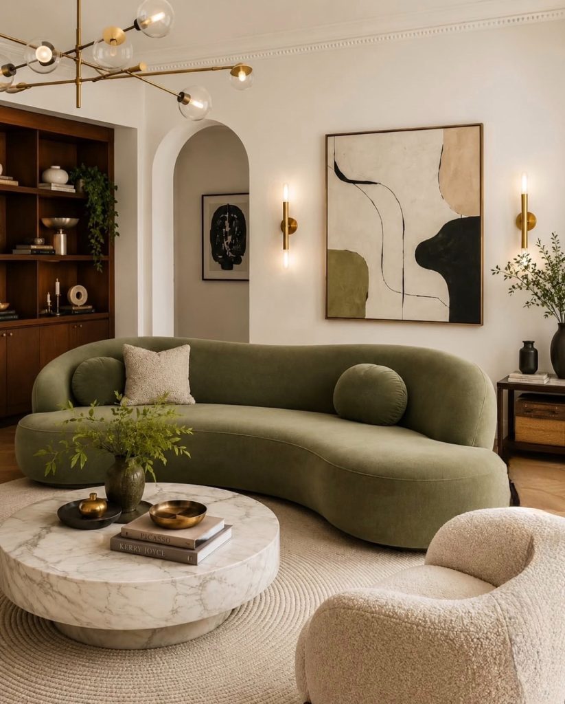 Oversized abstract painting in muted tones