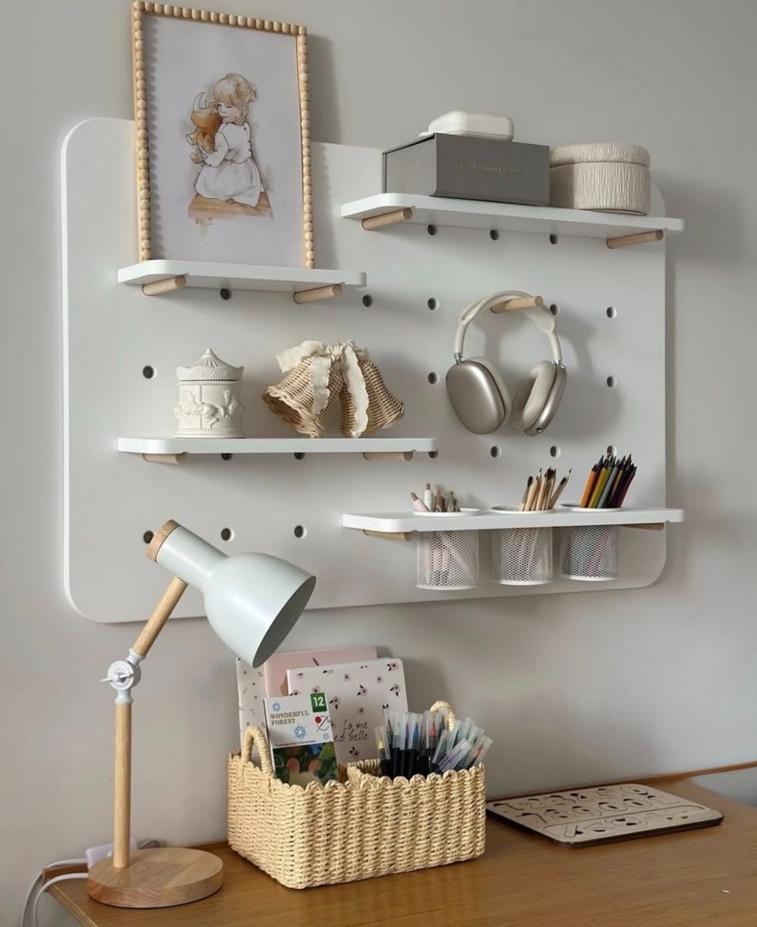 Pegboard/Grid Panel Above Your Desk