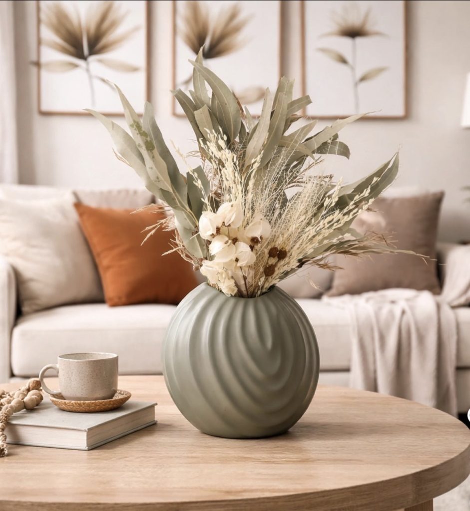 Dried flower in vintage vase