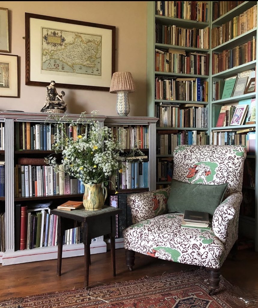 Vintage armchair in cozy reading corner