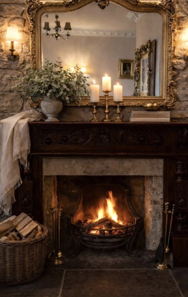 Traditional Victorian Living Room With Fireplace