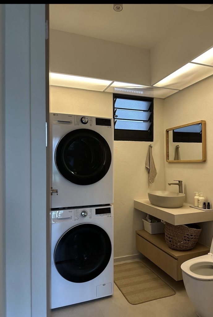 Stacked washer and dryer