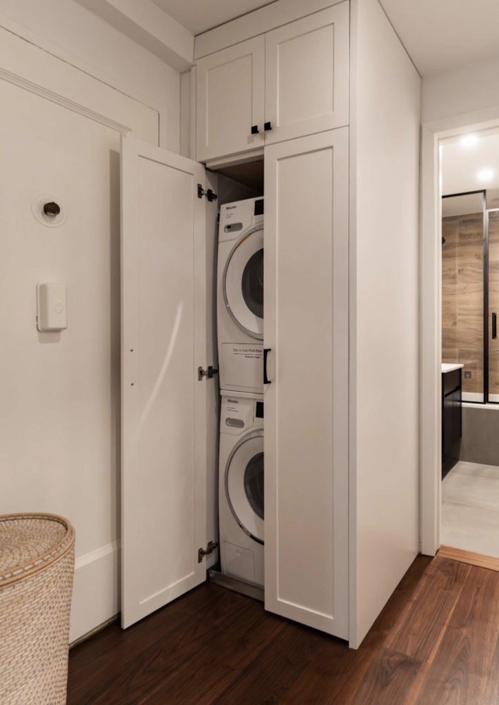 Laundry room at a corner of a house