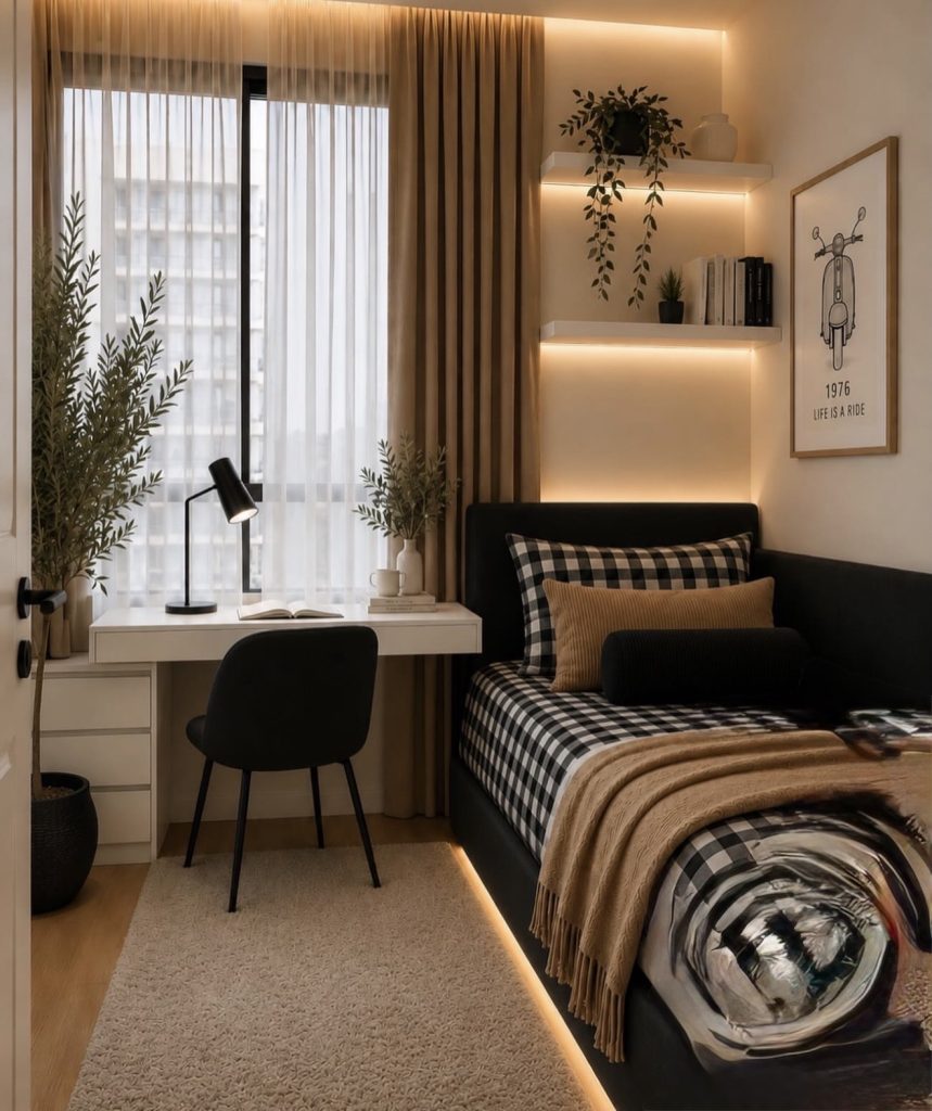 Modern Bedroom and Office Combo Ideas
