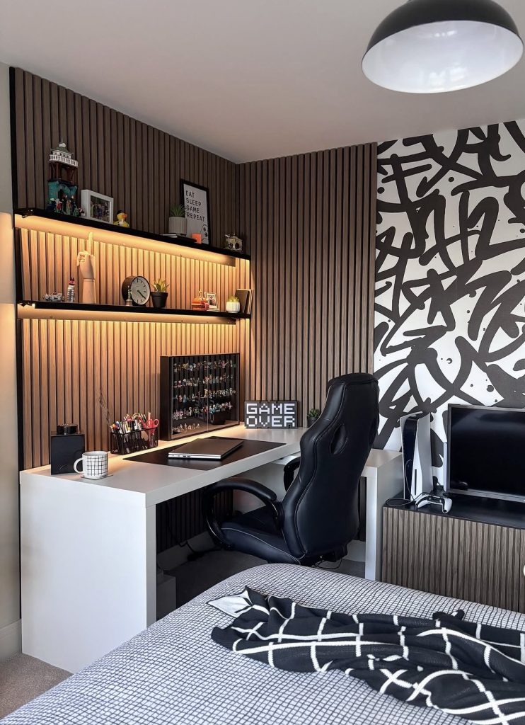 Floating Shelves Above the Desk