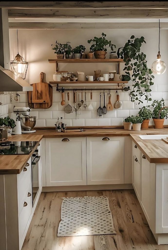 Green plants in Scanvadian kitchen