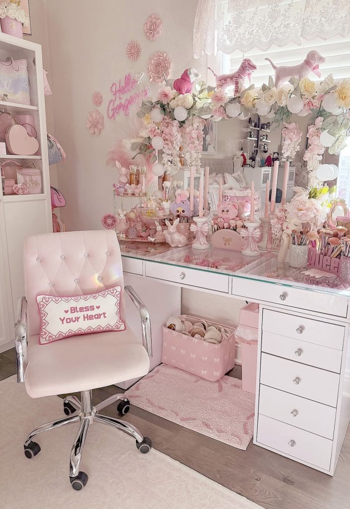 Small Vanity With Black and Pastel Details