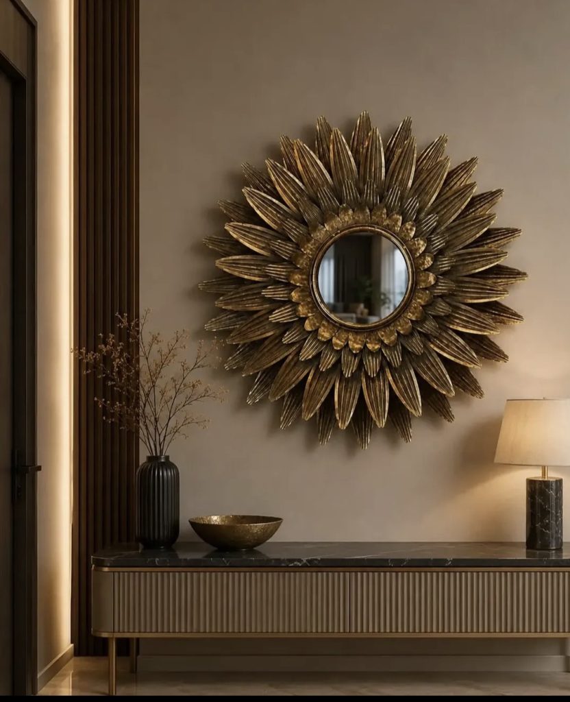Gallery Wall Of Vintage Art And Mirrors