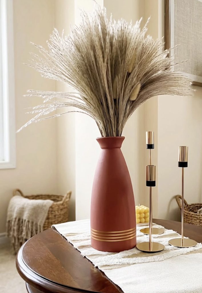 Terracotta Pots With Dried Pampas Grass