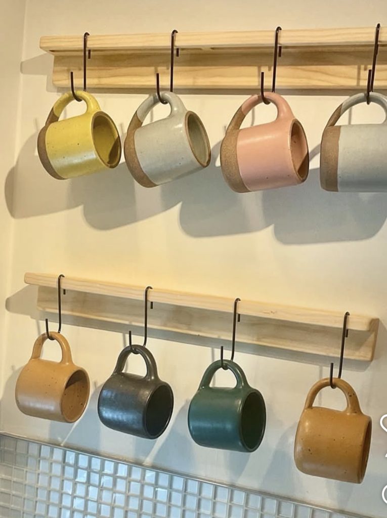 Mug hooks inside the cabinet