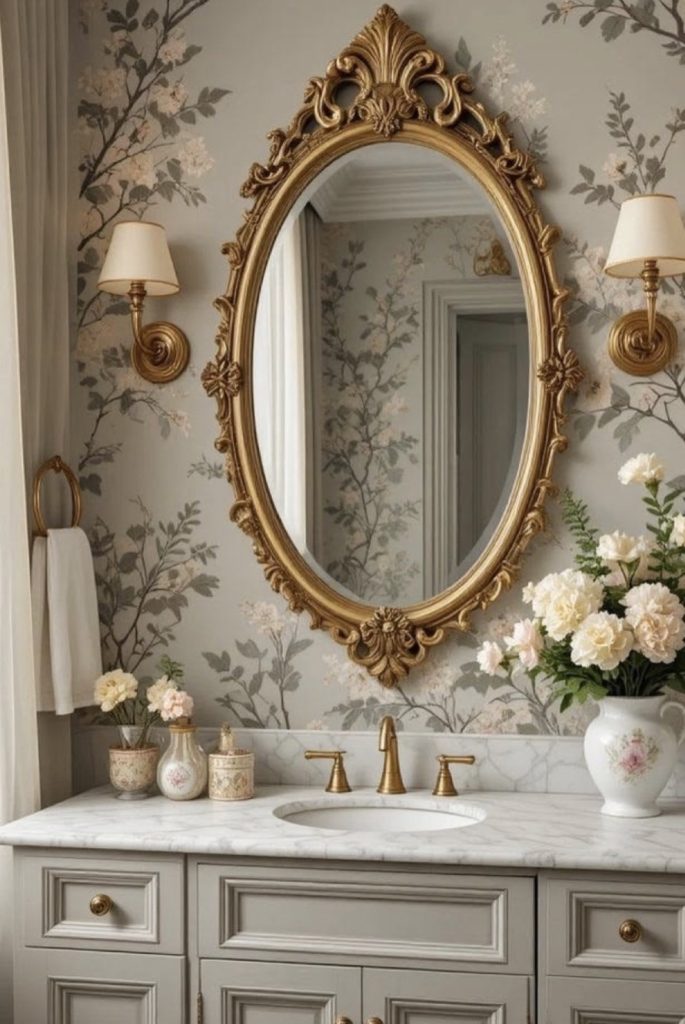 Vintage Mirror With An Ornate Frame
