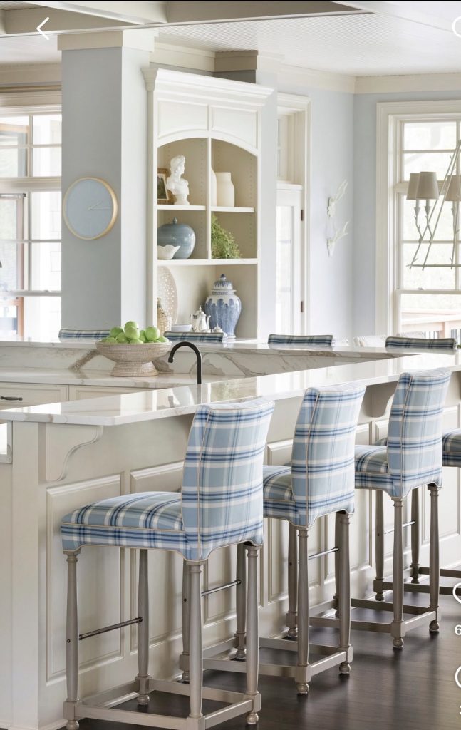 White Cabinets, Blue Accents Everywhere Else
