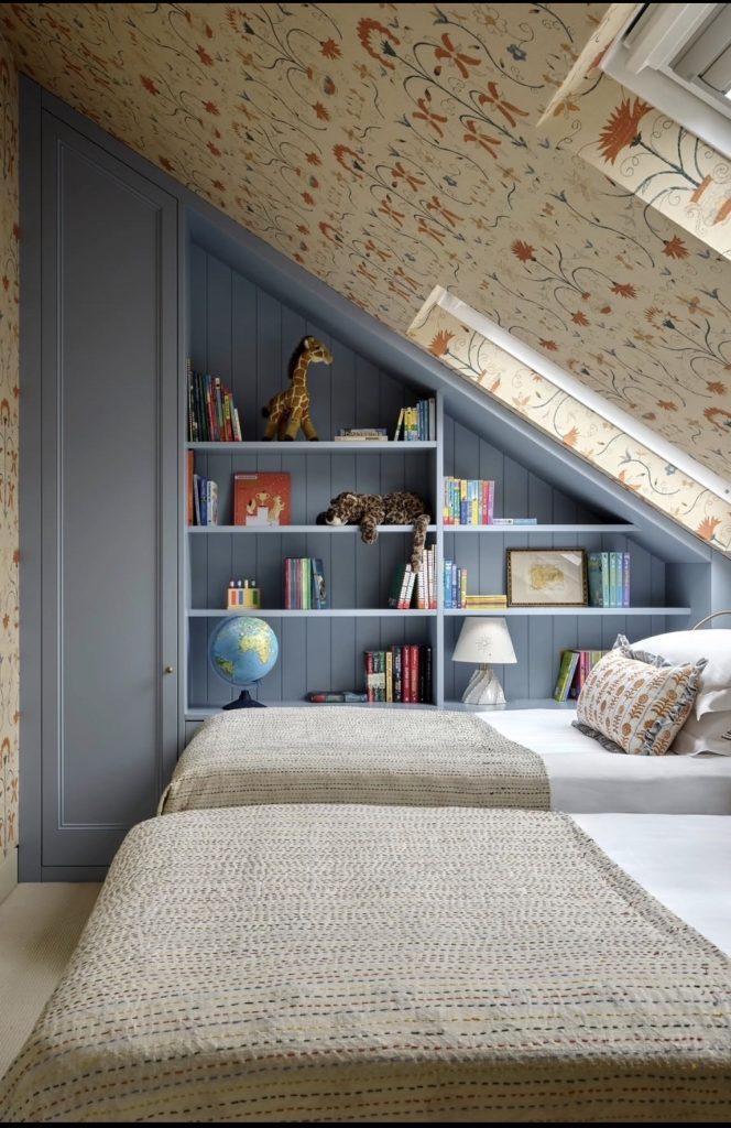 Built-In Shelving Along the Slant