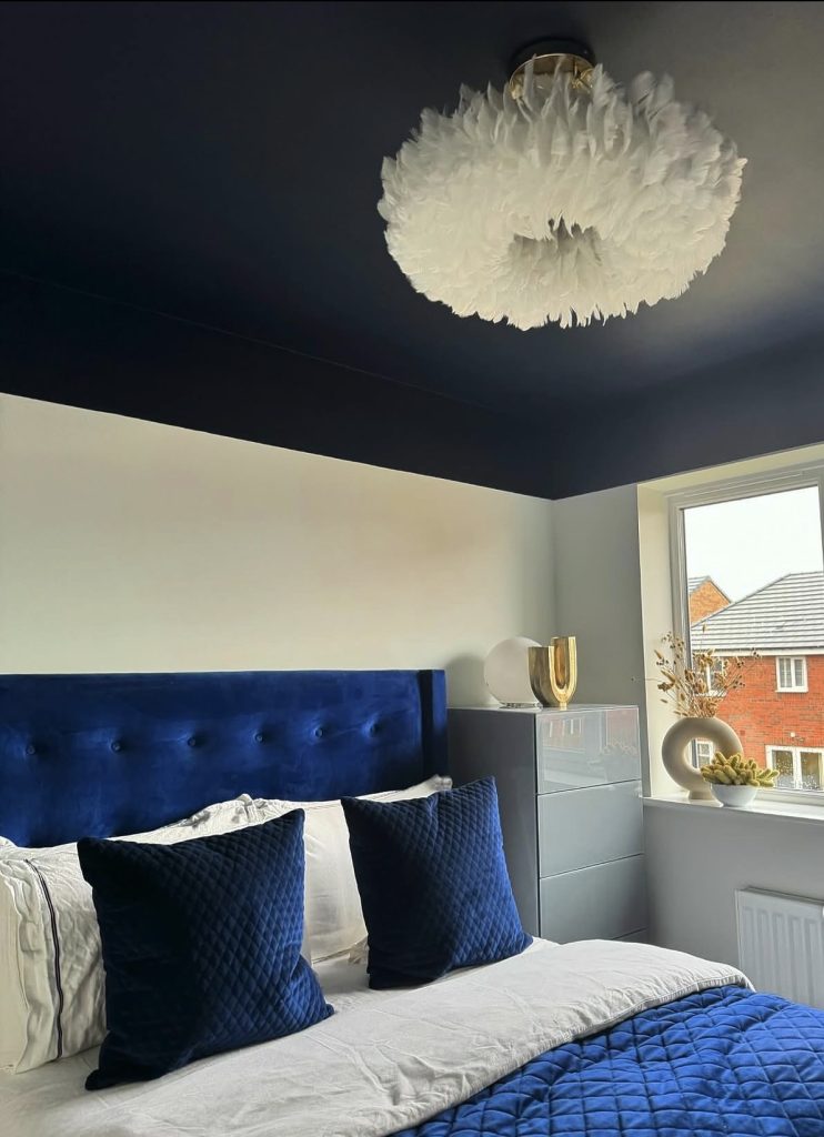 Moody Navy Blue Tray Ceiling