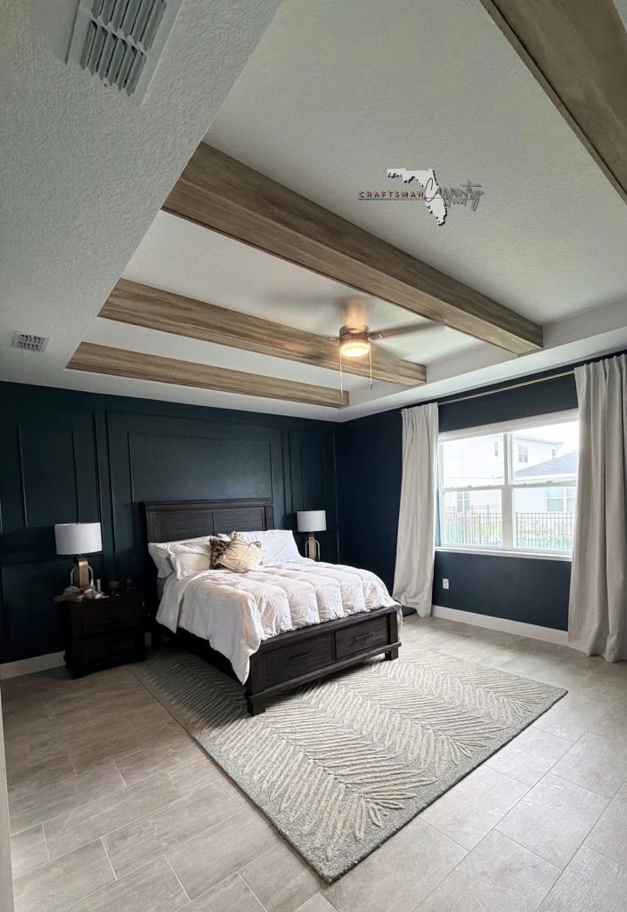 Warm Wood Beam Tray Ceiling