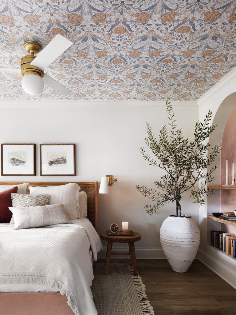 Wallpapered Tray Ceiling
