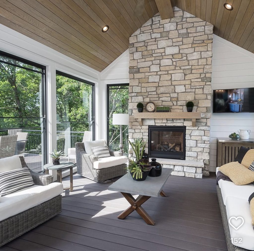 Stone Fireplace That Goes All the Way Up