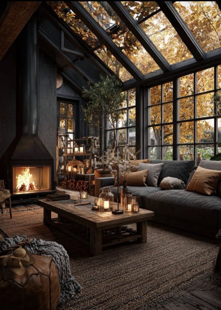 Big Windows Flanking the Fireplace