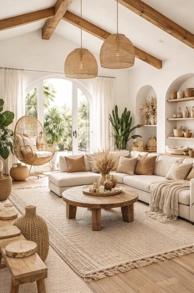 Vaulted living room with boho vibes 