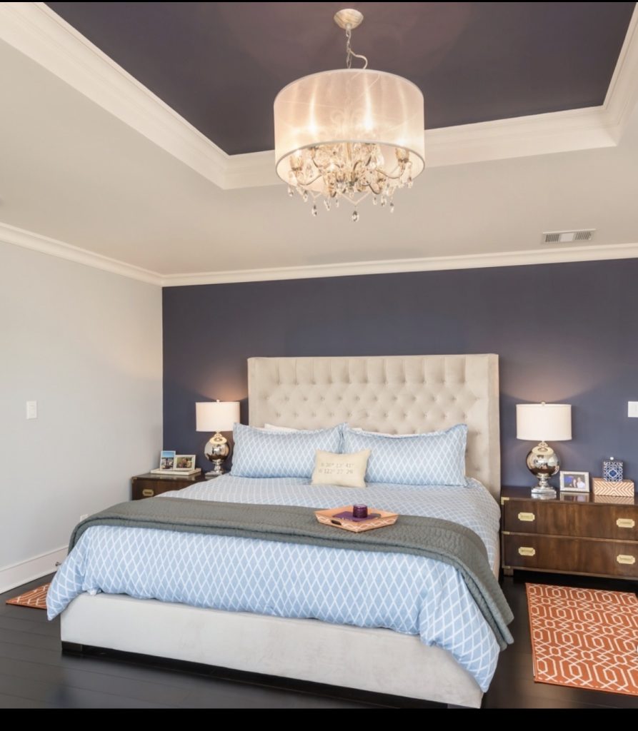 Black tray ceiling for master suite bedroom 