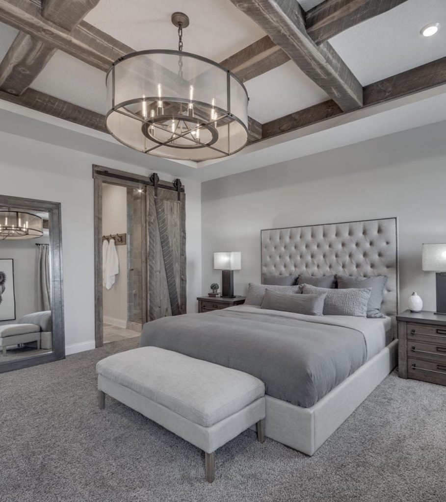 Wood beam tray ceiling 