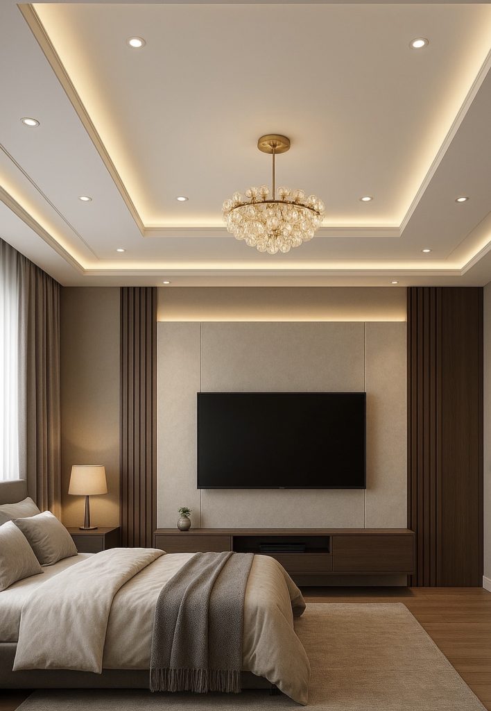 Chandelier Centered Tray Ceiling