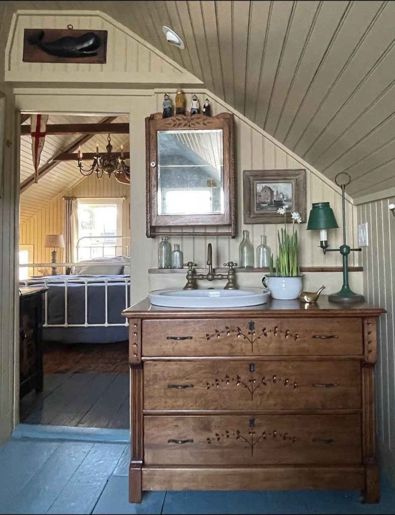 Shiplap on the sloped wall 