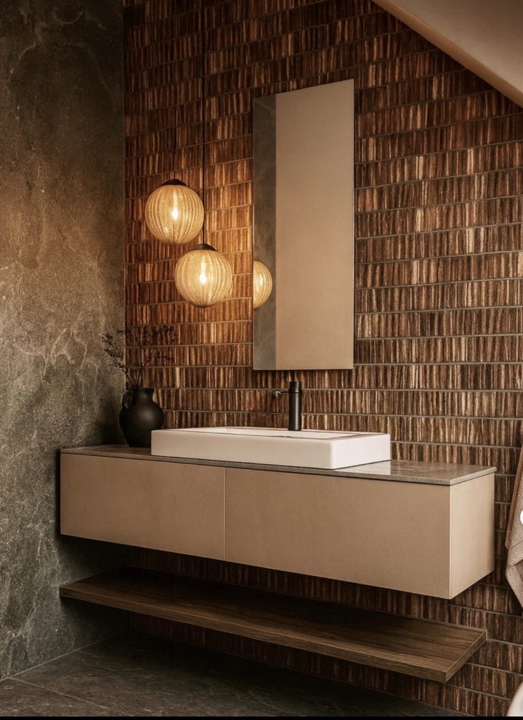 Statement light in an attic bathroom 