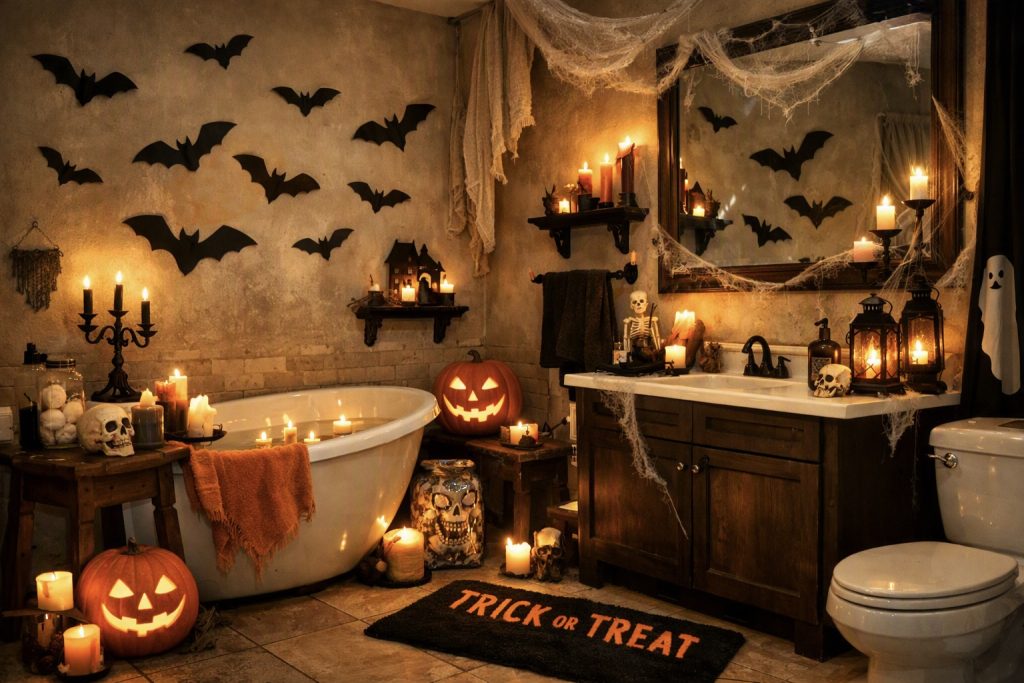 Bats on bathroom wall