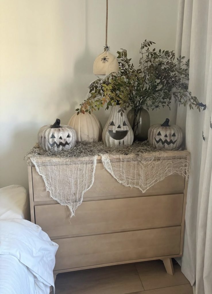 Bedroom Nightstand decorated for fall